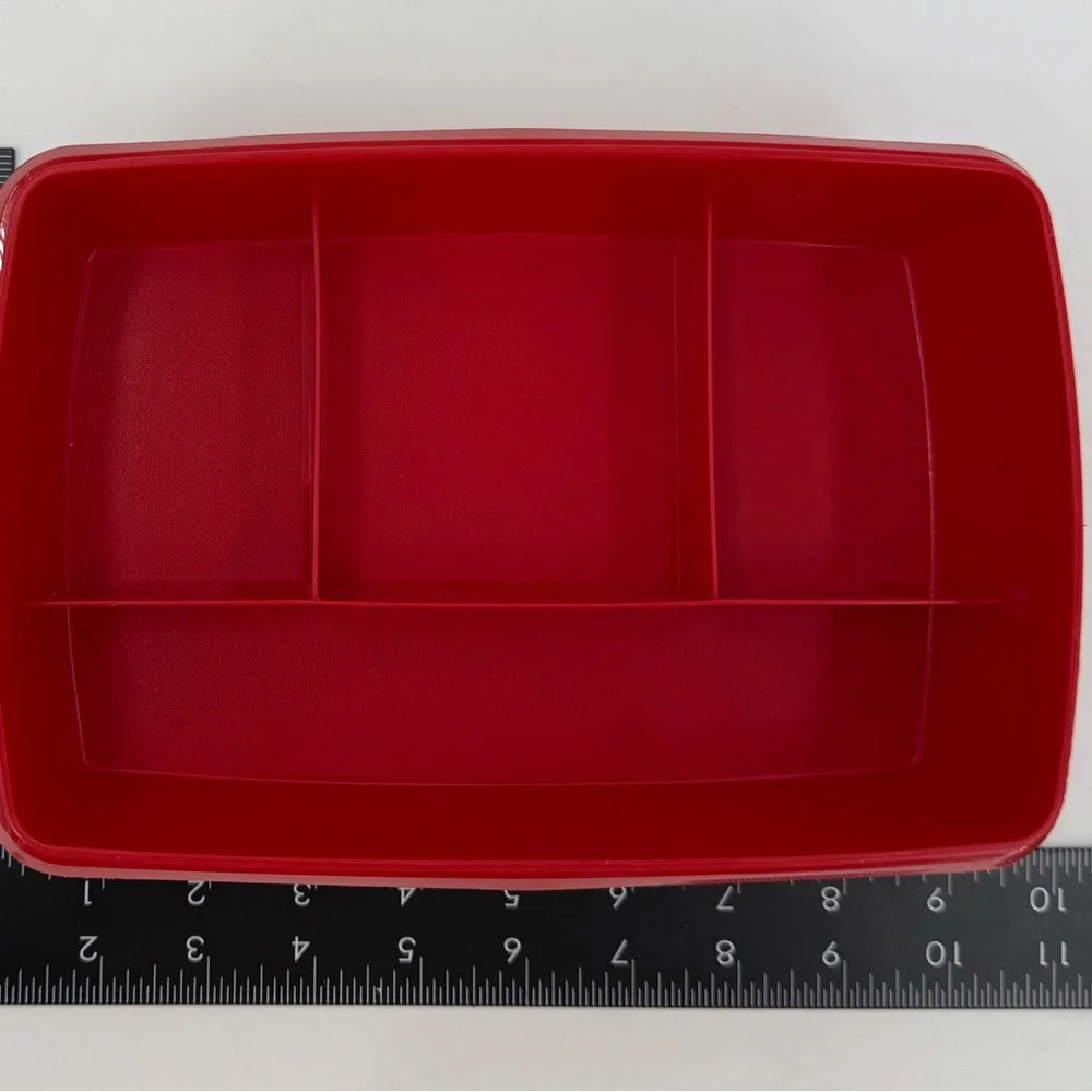 Tupperware Tuppercraft “Stow‎ N Go” Divided Craft Container w Tray#767-4 Red